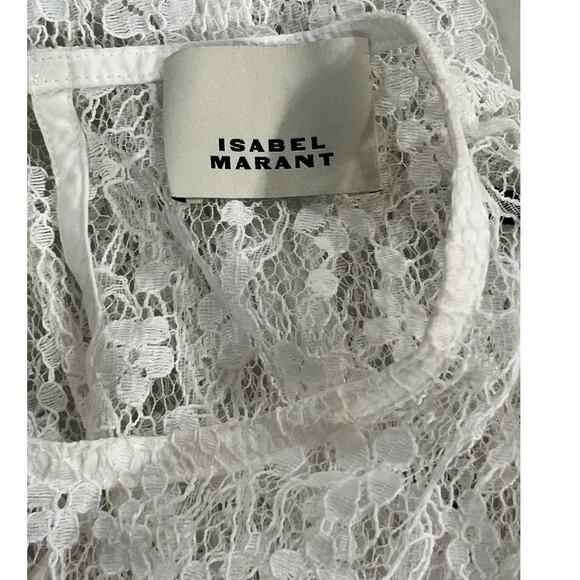Isabel Marant Toyela White Lace Sheer Etoile Mock Neck Long Sleeve Top Size 38/6 - Picture 7 of 13